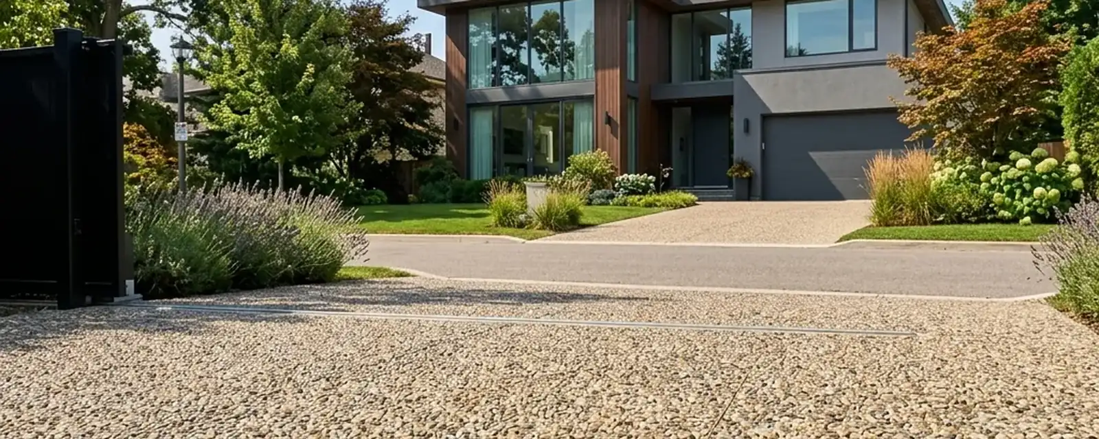 Acceso de hormigón recién ejecutado en una vivienda en Santander