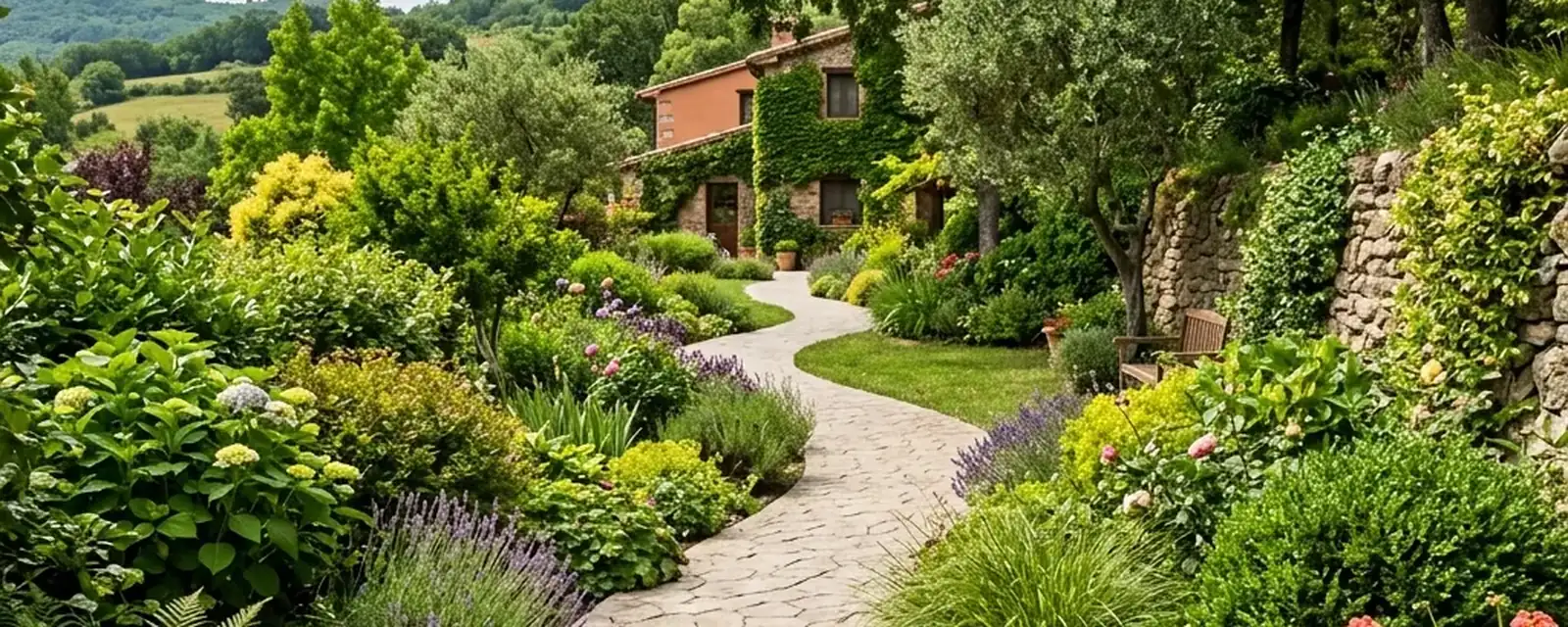 Camino de hormigón impreso en un jardín · Santander (Cantabria) Camino de hormigón impreso en un jardín en Santander
